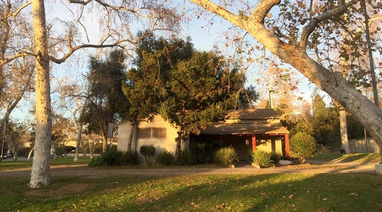 Image of building in park with various trees