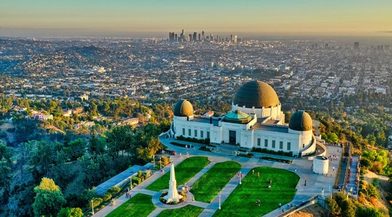Ariel view of the Griffith Park & Observatory