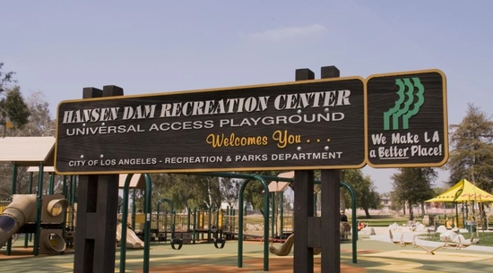 Image of the sign for the Hansen Dam Recreational Center