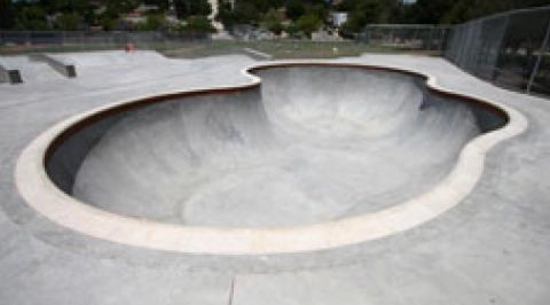 View of the the bowl in the Garvanza Skate Park