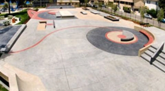 Aerial view of Stoner Skate Park.